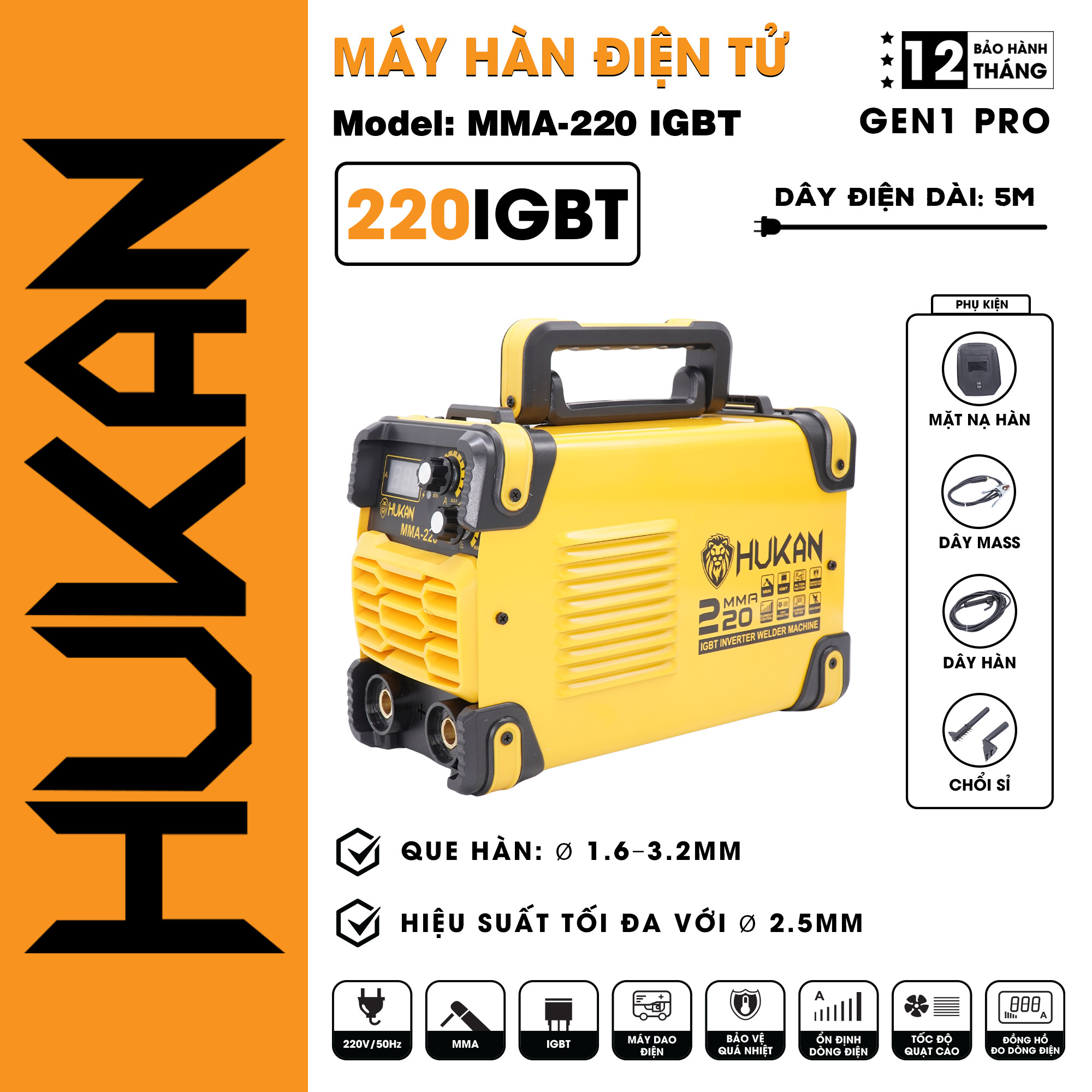 MÁY HÀN ĐIỆN TỬ MMA-220 IGBT