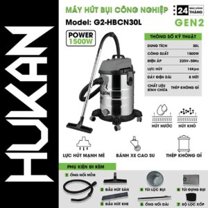 Máy Hút Bụi Công Nghiệp 30 Lít Dùng Điện (GEN 2) G2-HBCN30L