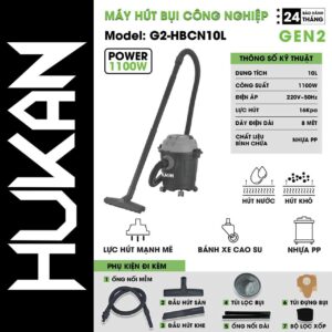 Máy Hút Bụi Công Nghiệp dung tích 10 Lít Gen2 G2-HBCN10L