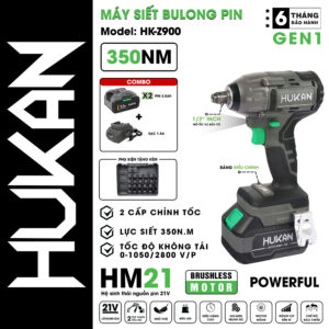 Máy Siết Bulong Pin ( Đầu 2 Trong 1 ) HK-Z900 Kèm 10 Đầu Khẩu + 1 Đầu Chuyển Vít