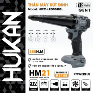 Súng Rút Đinh Sử Dụng Pin Hukan HM21-LRG0380BL Màu Xám