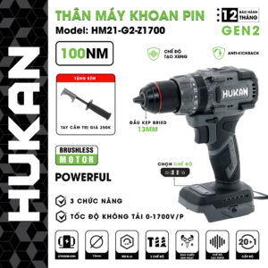 Thân máy khoan pin 13mm HM21-G2-Z1700 màu xám