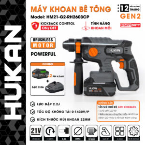 Máy khoan bê tông 3 chức năng sử dụng pin G2-RH2603CP