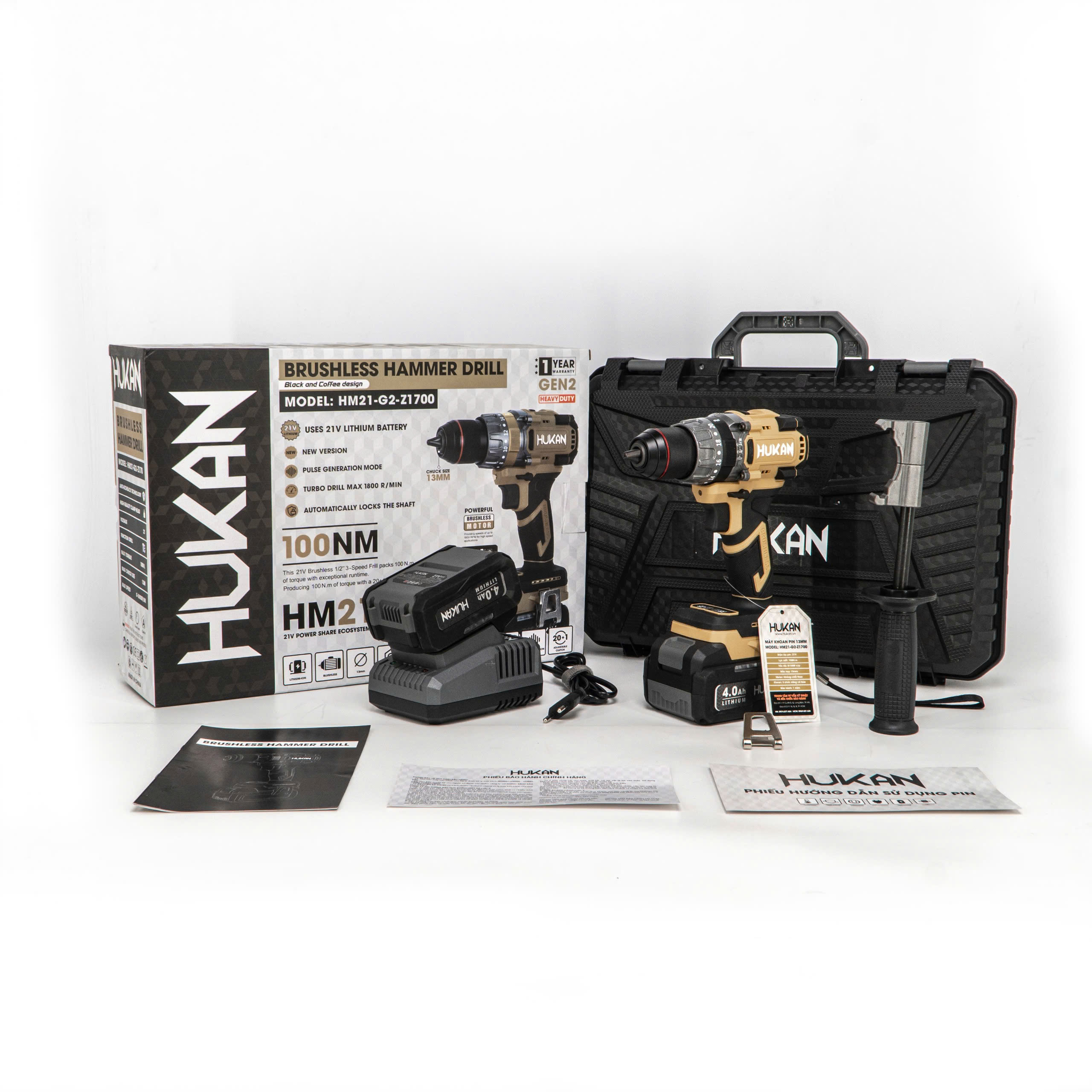 Máy Khoan Pin 13mm HM21-G2-Z1700 Màu Cafe - Ảnh 8