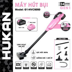 Máy Hút Bụi Cầm Tay Dùng Pin Hukan Màu Hồng G1-HVC5050