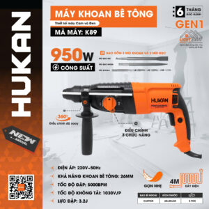 Máy Khoan Bê Tông 3 Chức Năng Hukan K89