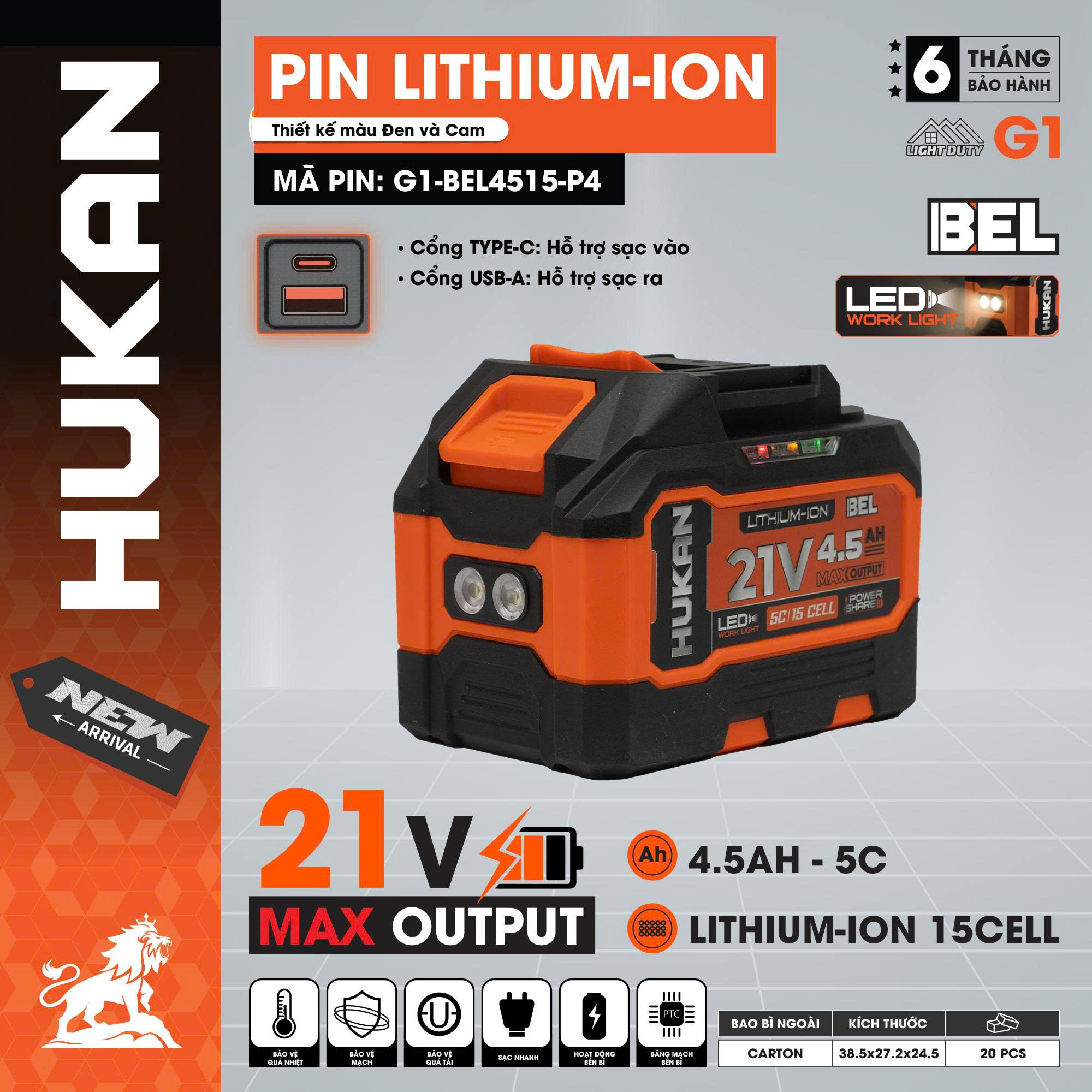 Pin Lithium-Ion HUKAN G1-BEL4515-P4