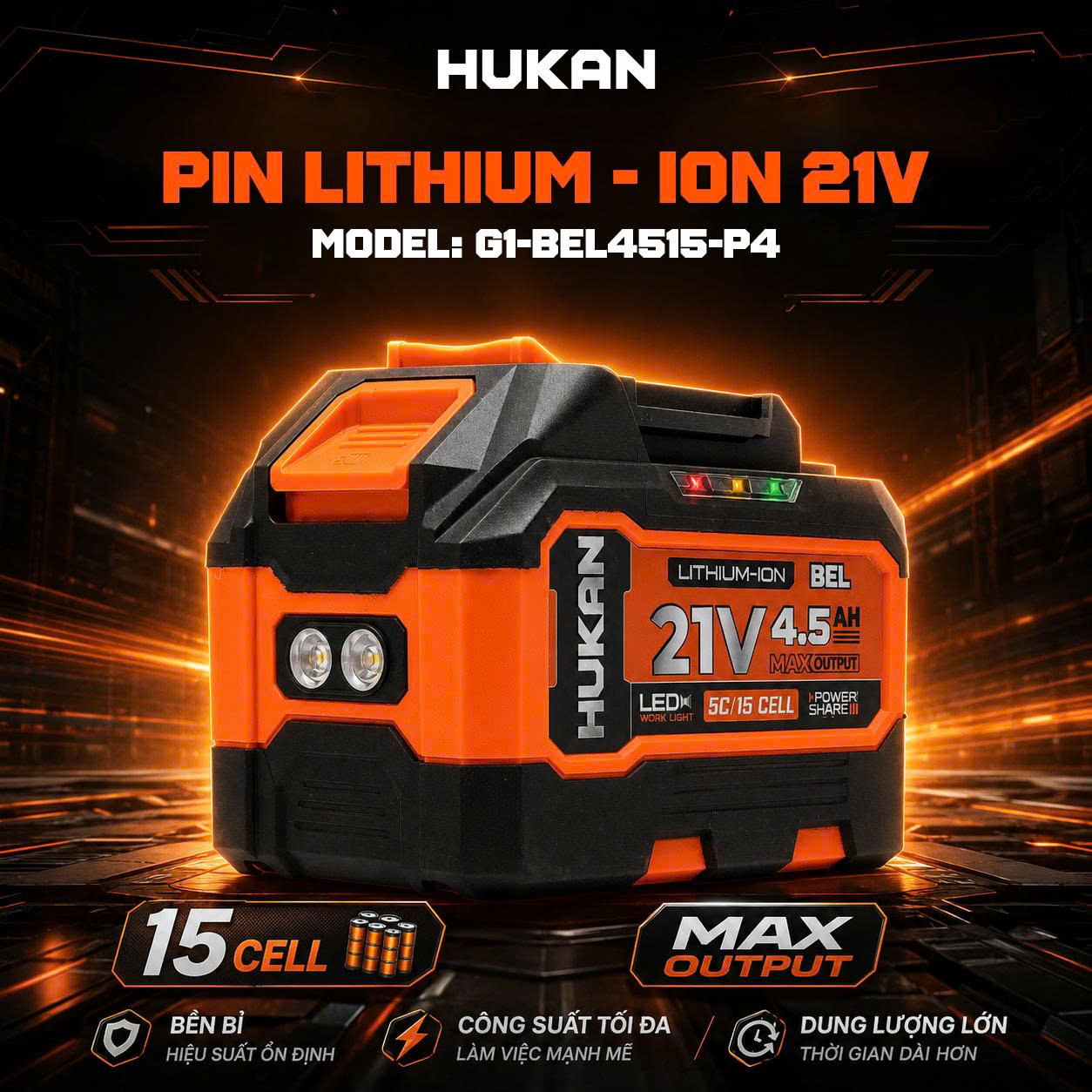 Pin Lithium-Ion HUKAN G1-BEL4515-P4 - Ảnh 2