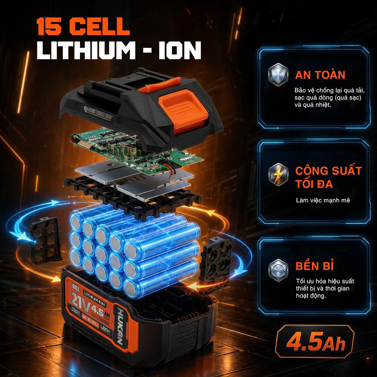 Pin Lithium-Ion HUKAN G1-BEL4515-P4 - Ảnh 5