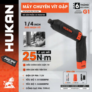 Máy Chuyên Vít Gập Hukan G1-TD2572D (Phiên Bản Màu Đen)